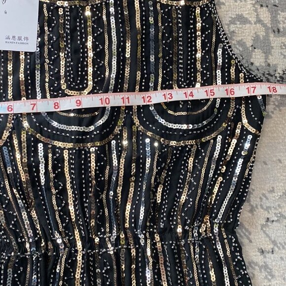 Black Bohemian Sequinned Dress - Picture 5 of 9